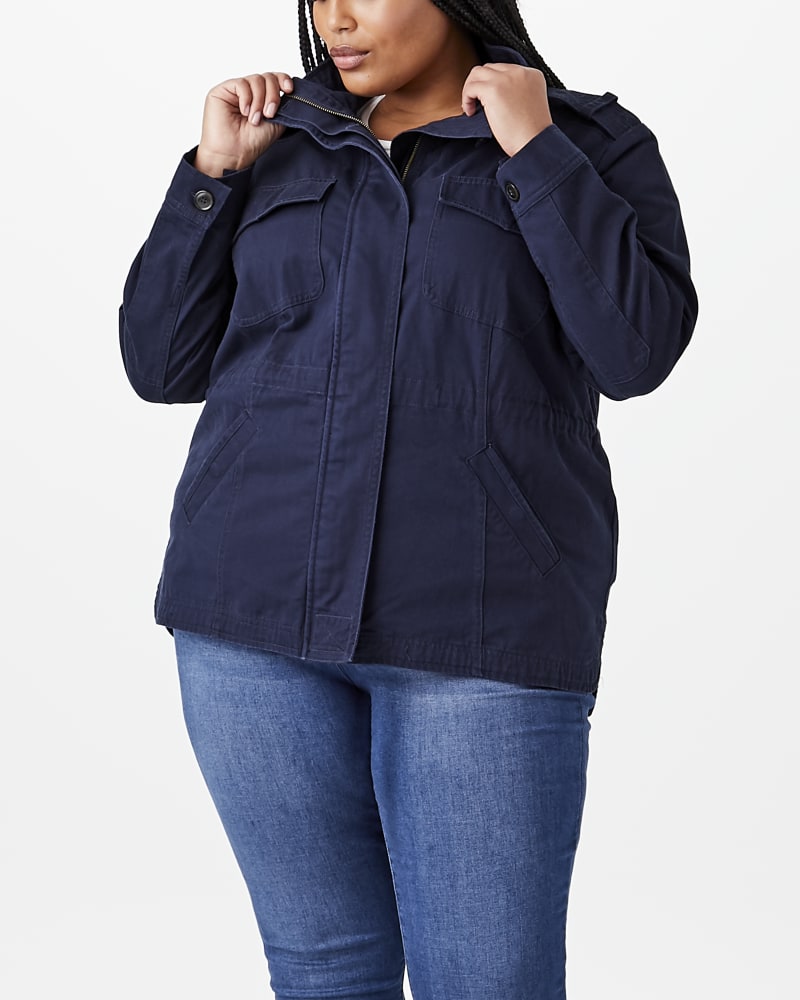 Front of plus size Crista Cargo Jacket by East Adeline | Dia&Co | dia_product_style_image_id:144466